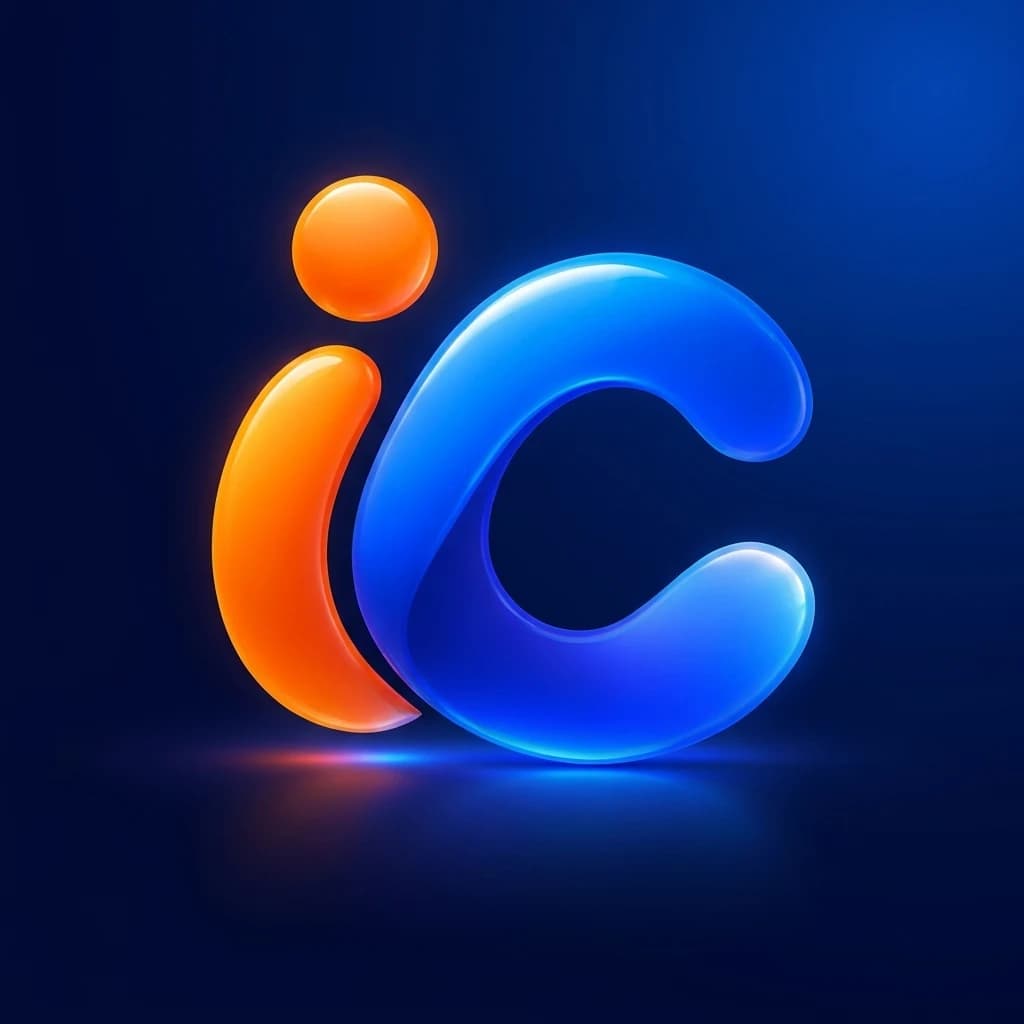 iConnect brand mark on a dark blue background